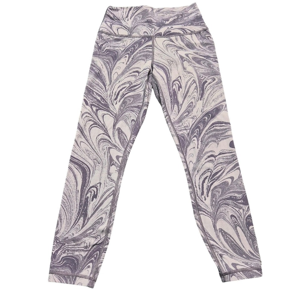 Athleta Transcend 7/8 Tight Leggings Small Petite Purple Marble Swirl Yoga Pants